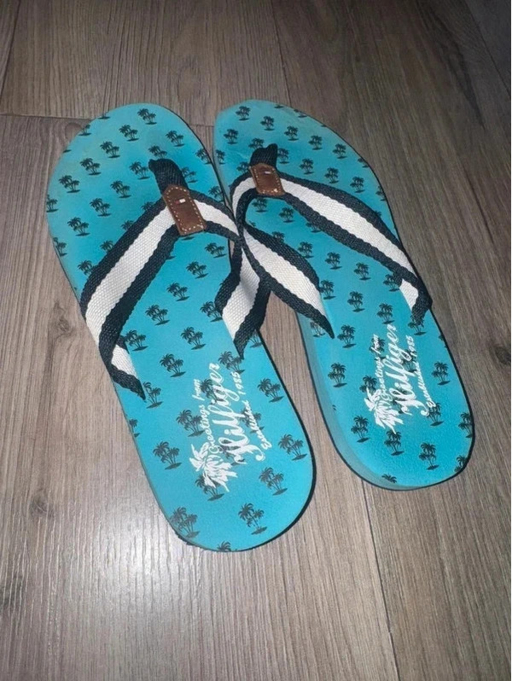 tommy hilfiger palm tree flip flops